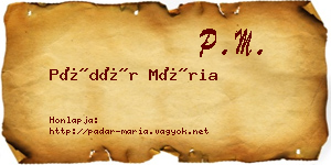 Pádár Mária névjegykártya