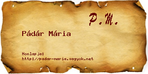 Pádár Mária névjegykártya